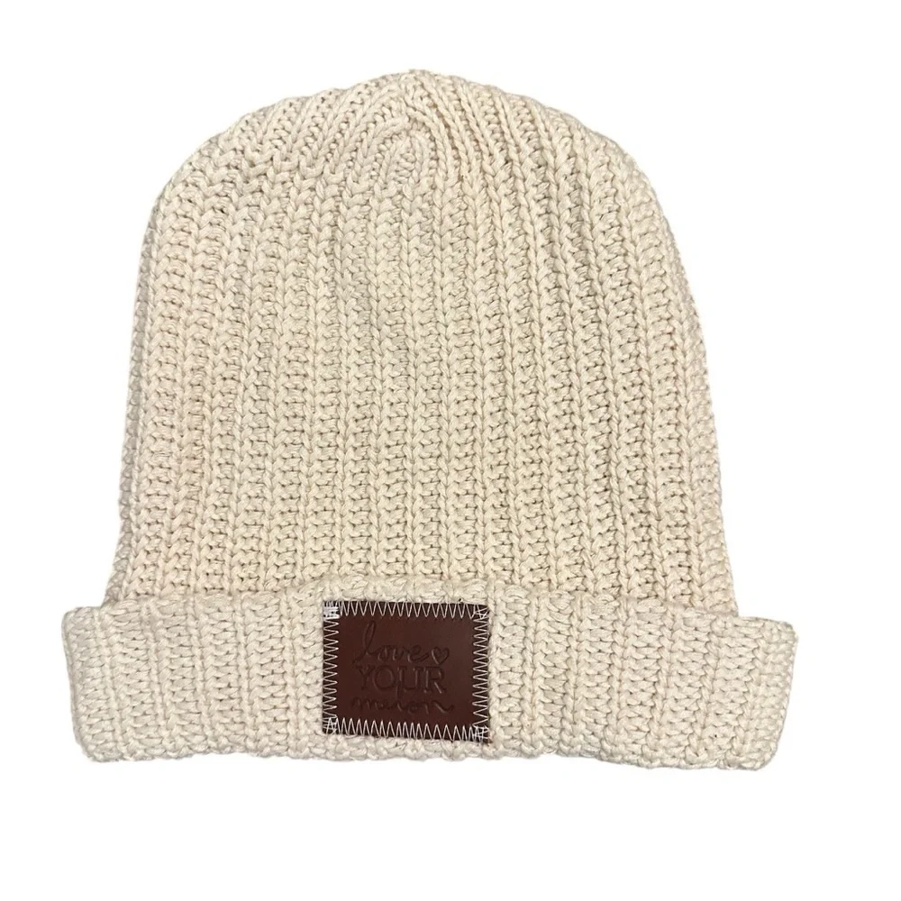 Love Your Melon cream knitted beanie 100% cotton